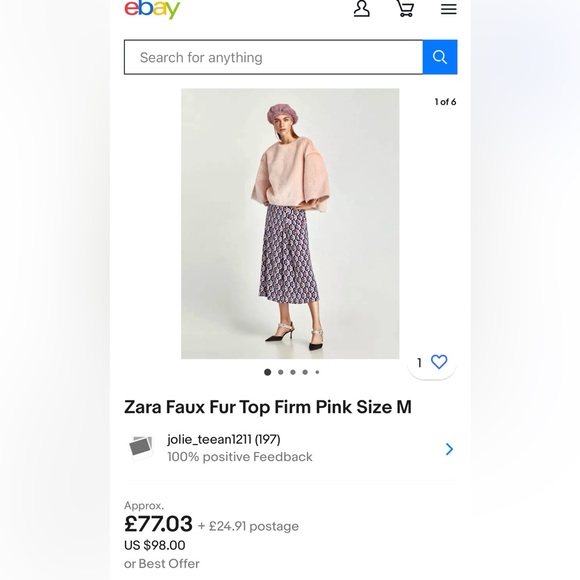 Zara Pink Faux Fur Pullover- NWOT - Picture 4 of 15